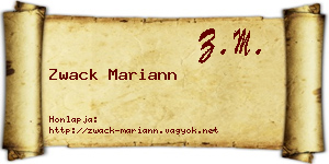 Zwack Mariann névjegykártya